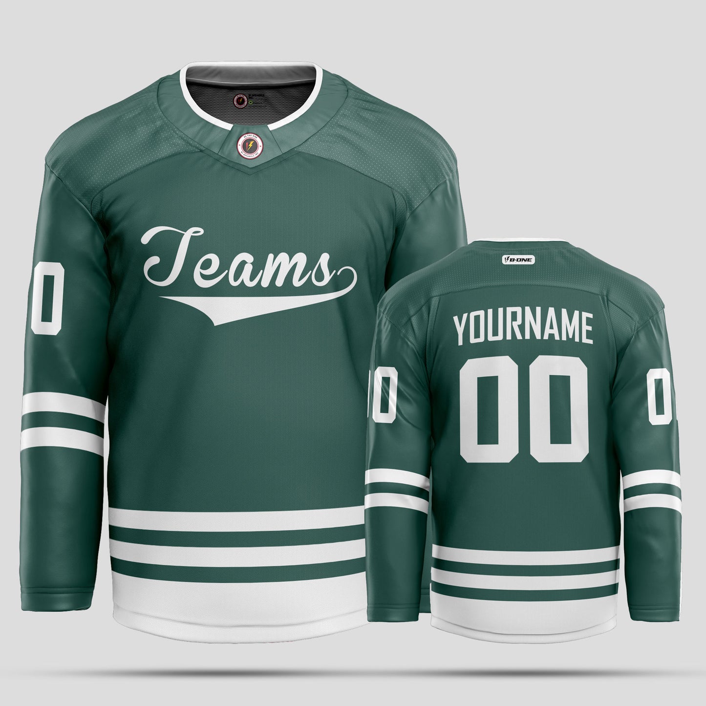 Custom Green & White Authentic Hockey Jersey with Team Name Personalization