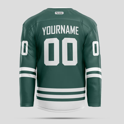 Custom Green & White Authentic Hockey Jersey with Team Name Personalization