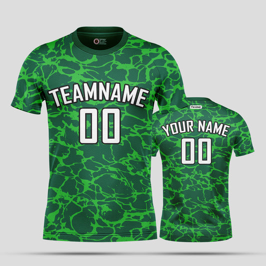 Custom Team Name Soccer Jerseys – Green & White Pattern Personalized Uniforms