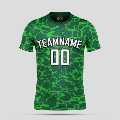 Custom Team Name Soccer Jerseys – Green & White Pattern Personalized Uniforms