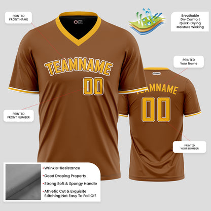 Custom Team Name High-Quality Brown and Yellow Street T-Shirts