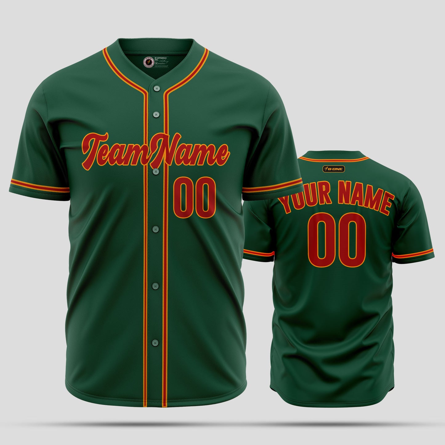 Custom Team Name Kelly Green Orange Baseball Jersey - Premium Teamwear