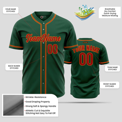 Custom Team Name Kelly Green Orange Baseball Jersey - Premium Teamwear