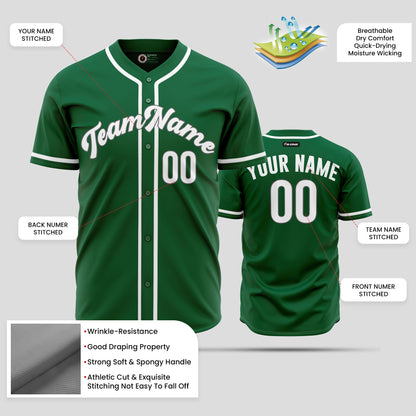 Custom Team Name Kelly Green White Baseball Jersey - Premium Uniform