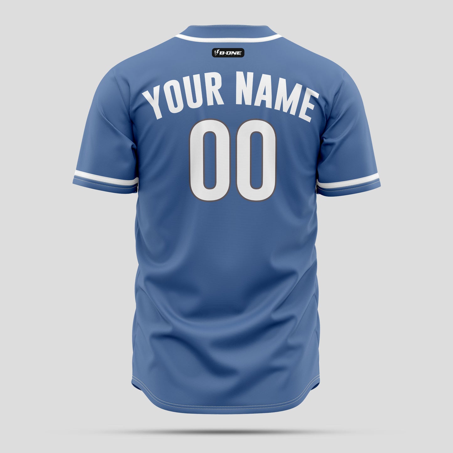 Authentic Light Blue & White Baseball Jersey with Custom Team Name