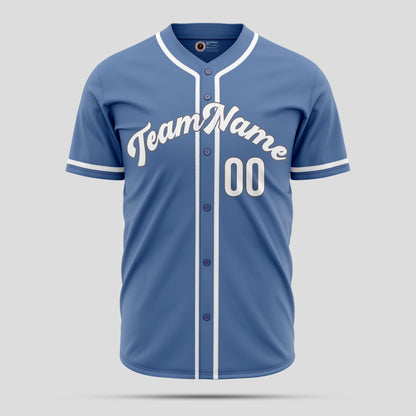 Authentic Light Blue & White Baseball Jersey with Custom Team Name