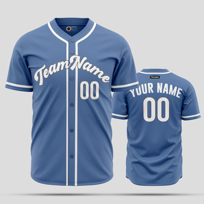 Authentic Light Blue & White Baseball Jersey with Custom Team Name