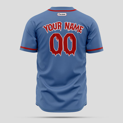 Customizable Light Blue & Red Baseball Jersey with Team Name