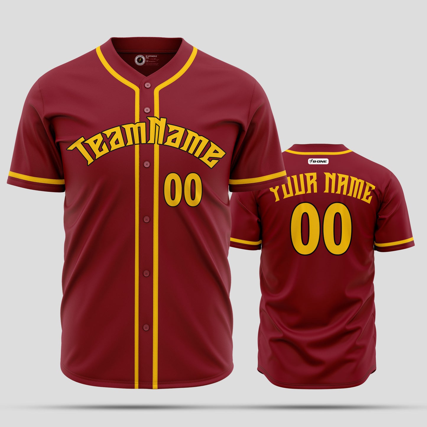 Custom Team Name Maroon & Old Gold Baseball Jersey