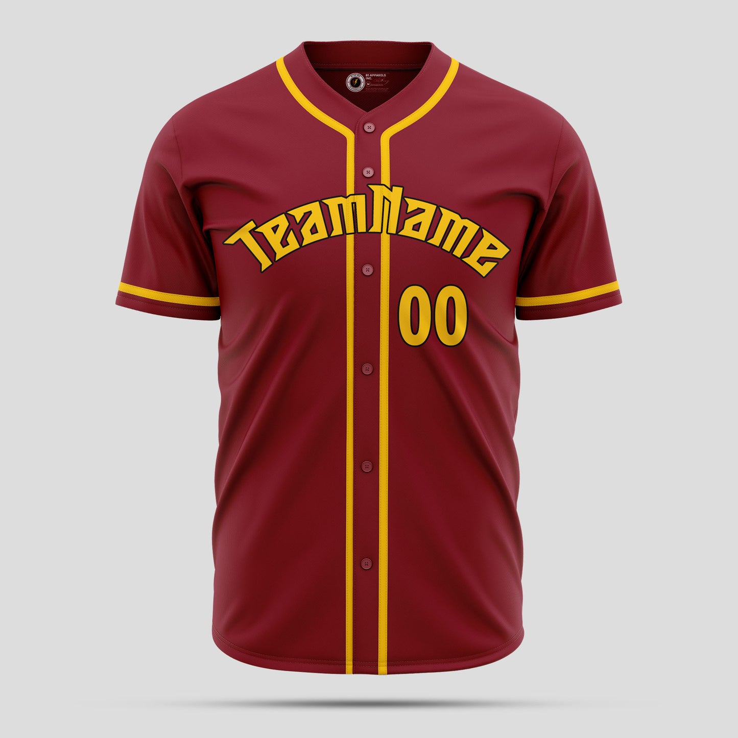 Custom Team Name Maroon & Old Gold Baseball Jersey