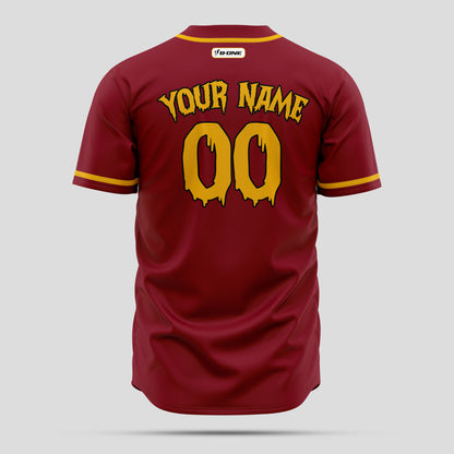 Custom Team Name Maroon & Yellow Baseball Jersey