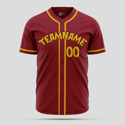 Custom Team Name Maroon & Yellow Baseball Jersey