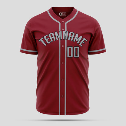 Custom Team Name Maroon & Grey Baseball Jersey