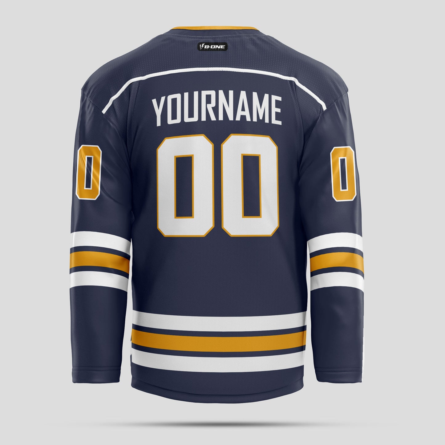 Custom Team Name Navy, Yellow, and White Hockey Jersey - Personalized Team Uniform