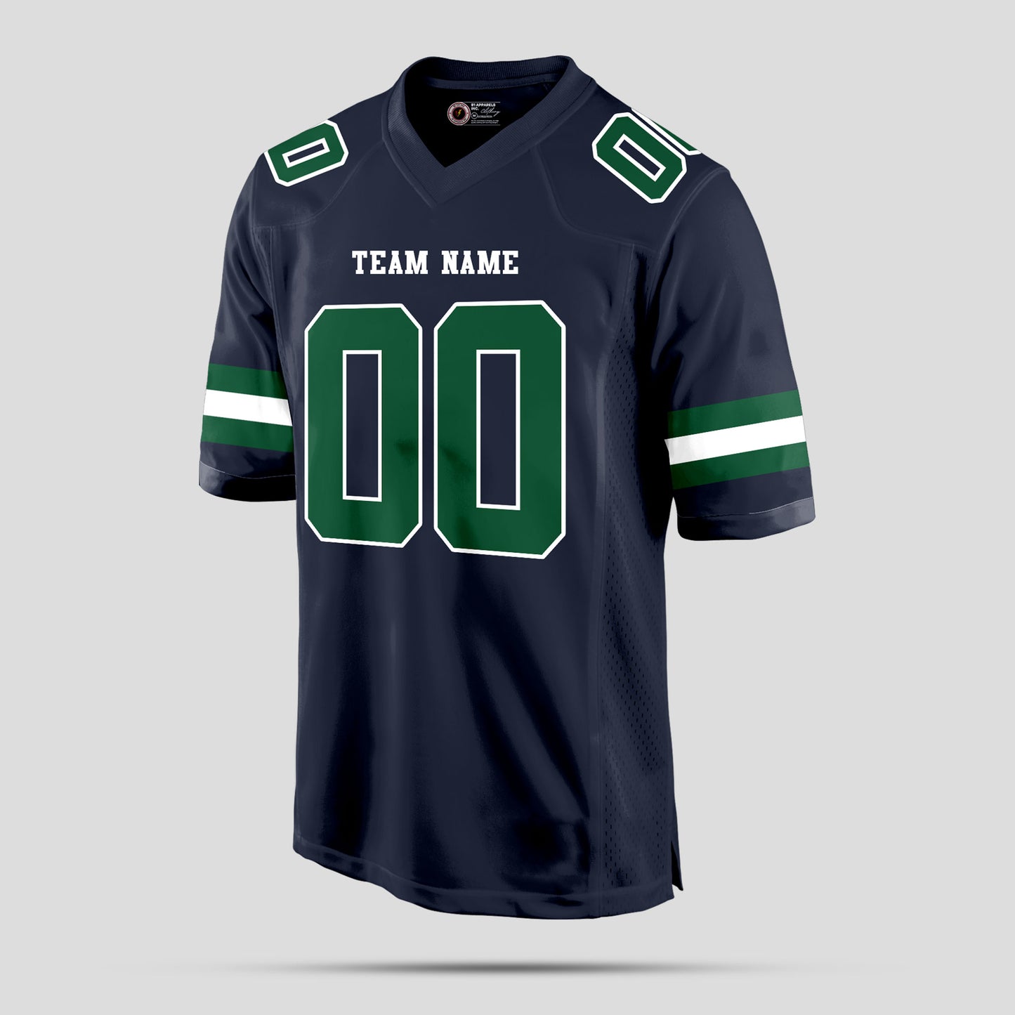 Custom Team Name Navy Blue and Green Football Jersey – Premium Personalized Sportswear