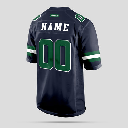 Custom Team Name Navy Blue and Green Football Jersey – Premium Personalized Sportswear