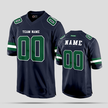 Custom Team Name Navy Blue and Green Football Jersey – Premium Personalized Sportswear