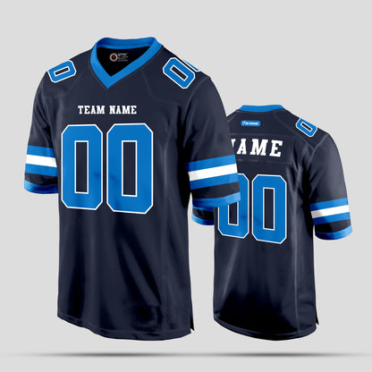 Custom Team Name Navy Blue and Light Blue Football Jersey – Premium Athletic Wear