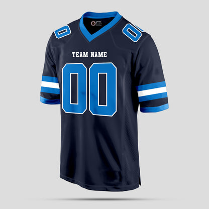 Custom Team Name Navy Blue and Light Blue Football Jersey – Premium Athletic Wear