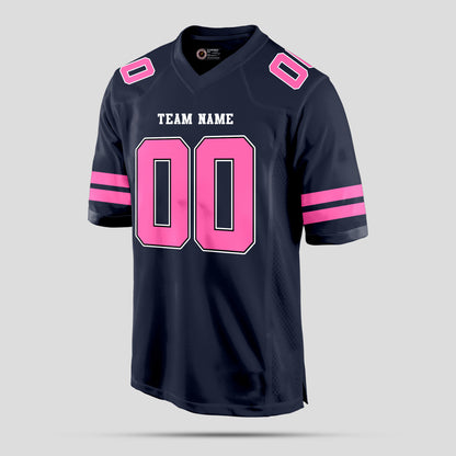 Custom Team Name Navy Blue and Pink Football Jersey – Premium Personalized Sportswear