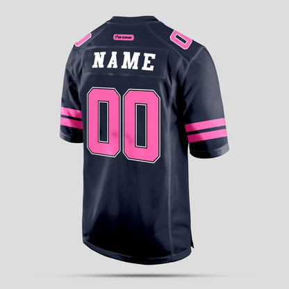 Custom Team Name Navy Blue and Pink Football Jersey – Premium Personalized Sportswear