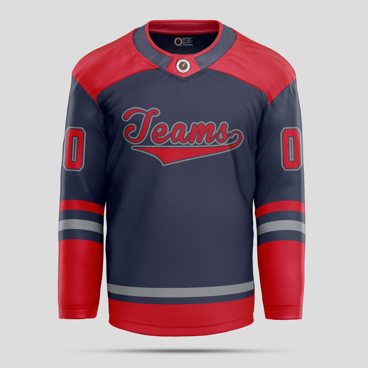 Custom Team Name Navy Blue and Red Hockey Jersey - Personalized Teamwear