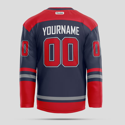 Custom Team Name Navy Blue and Red Hockey Jersey - Personalized Teamwear