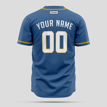 Custom Navy Blue, Yellow & White High-Quality Baseball Jersey with Team Name