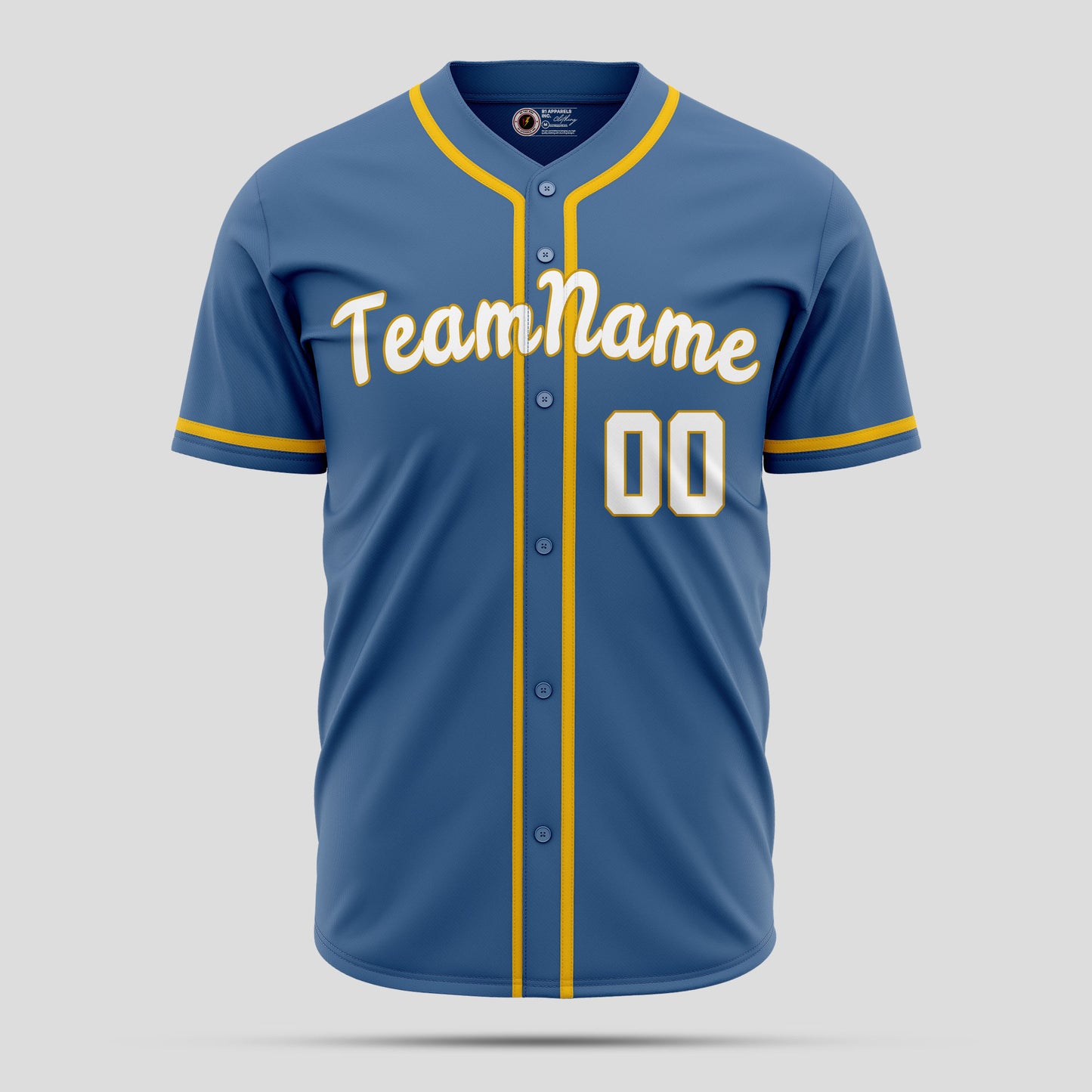 Custom Navy Blue, Yellow & White High-Quality Baseball Jersey with Team Name