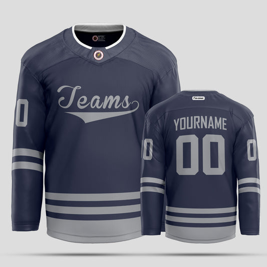 Custom Team Name Navy and Gray Hockey Jersey - Personalized Performance Gear