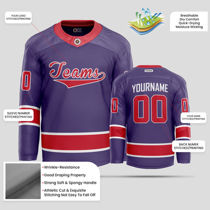 Custom Navy and Red Hockey Jersey with Team Name - Premium Personalized Uniform