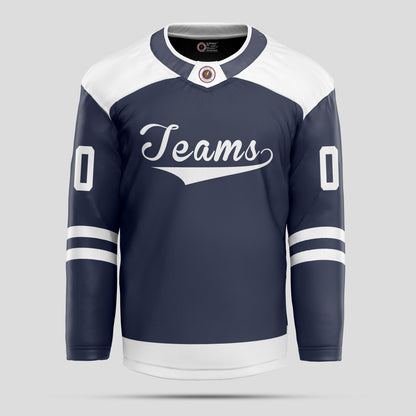 Custom Team Name Navy and White Hockey Jersey - Personalized Team Uniform