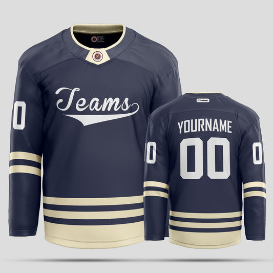 Custom Team Name Navy, Yellow, and White Hockey Jersey - Personalized Team Spirit Gear