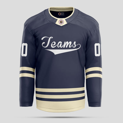 Custom Team Name Navy, Yellow, and White Hockey Jersey - Personalized Team Spirit Gear