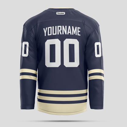 Custom Team Name Navy, Yellow, and White Hockey Jersey - Personalized Team Spirit Gear