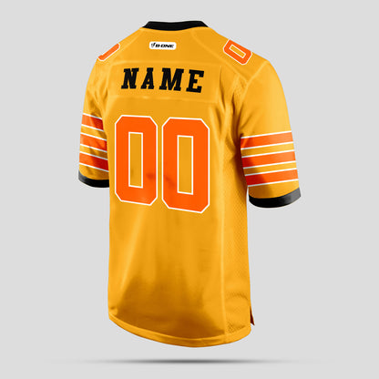 Custom Team Name Old Gold and Orange Authentic Football Jersey with Personalized Design