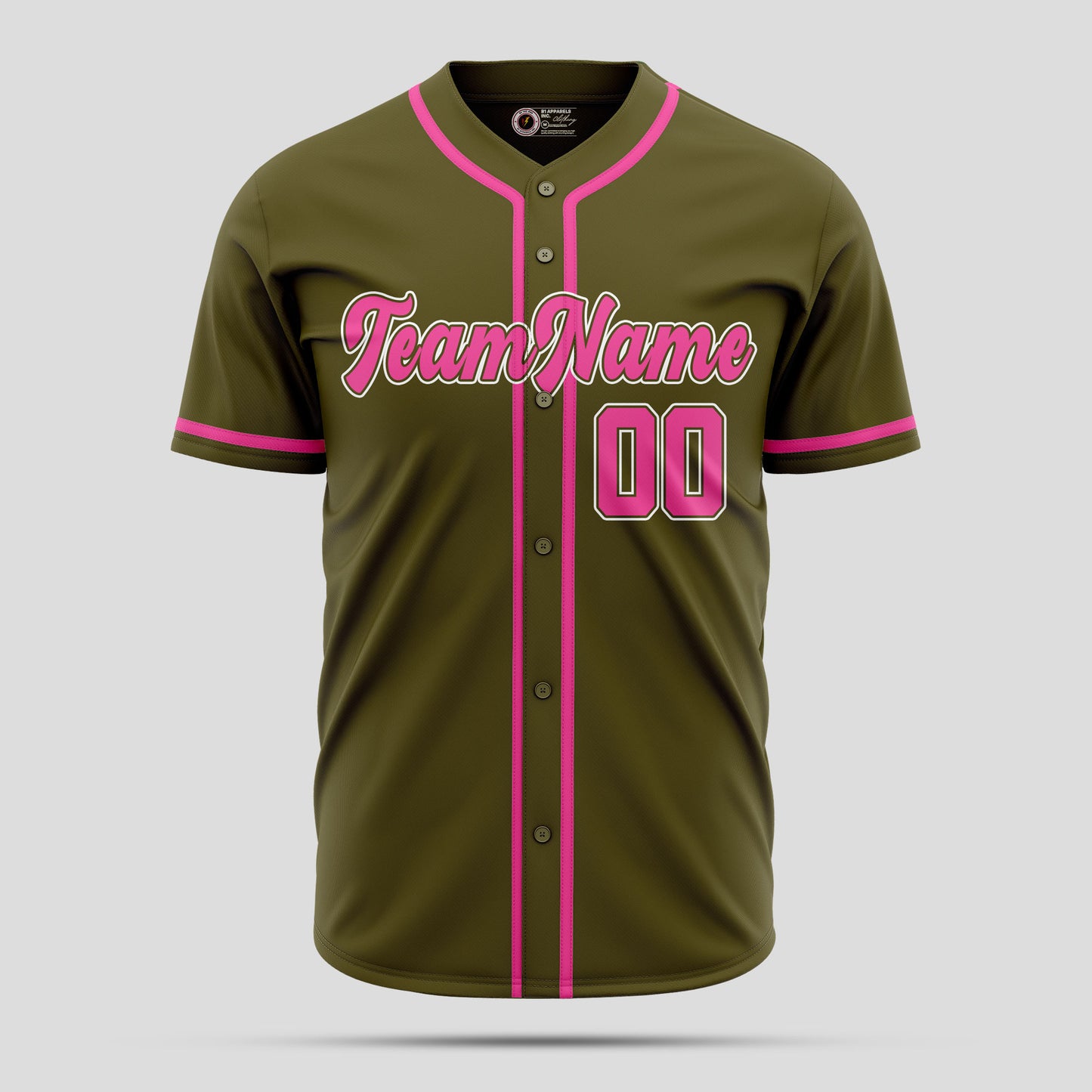 Custom Olive and Pink Baseball Jersey with Team Name