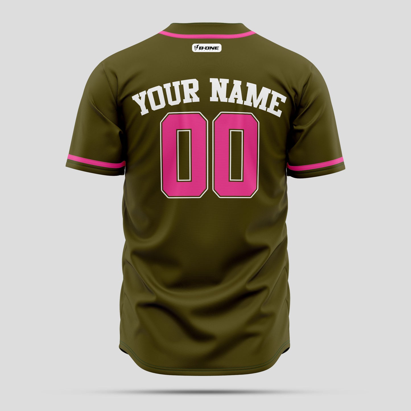 Custom Olive and Pink Baseball Jersey with Team Name