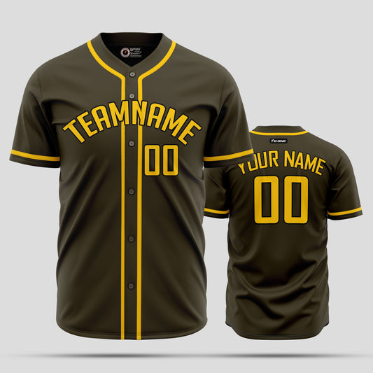 Custom Olive and Gold Baseball Jersey with Team Name Embroidery