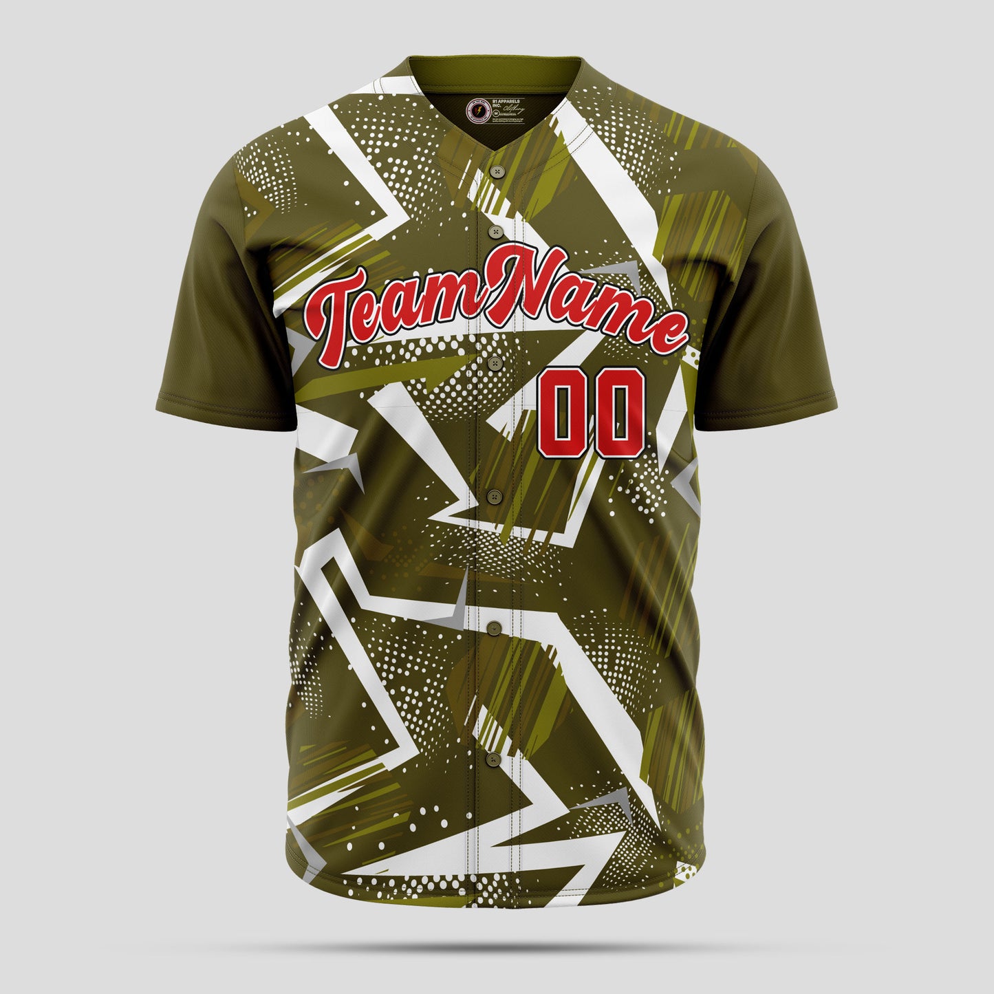 Custom Team Name Olive, White, and Maroon High-Quality Baseball Jersey