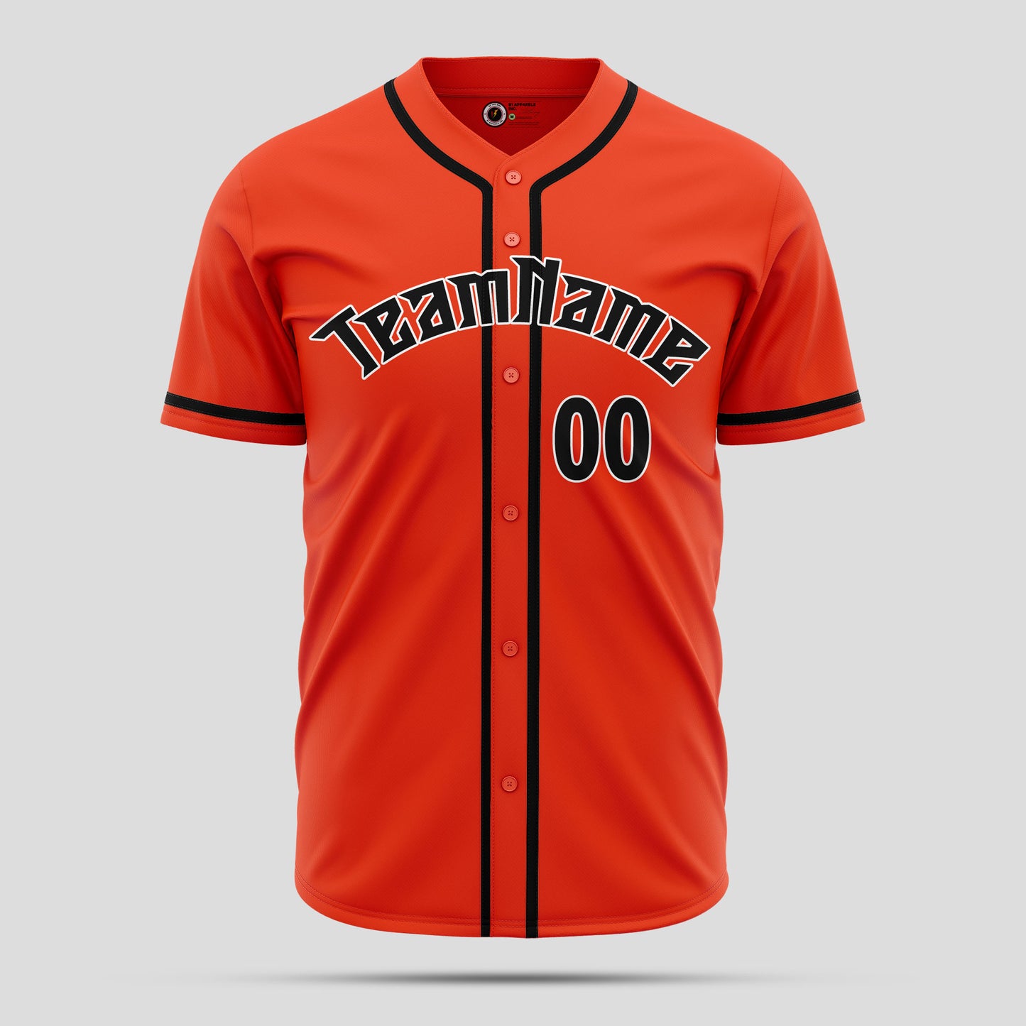 Custom Team Name Orange & Black Baseball Jersey