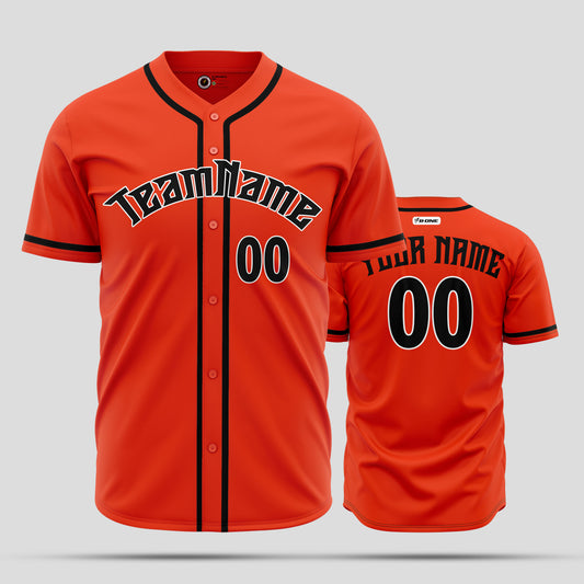 Custom Team Name Orange & Black Baseball Jersey