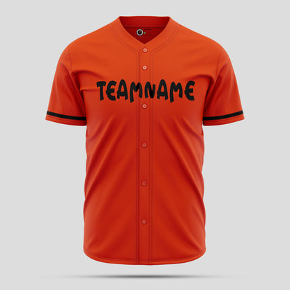 Custom Team Name Orange, Black & White Baseball Jersey