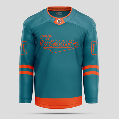 Custom Team Name Orange & Teal Hockey Jersey