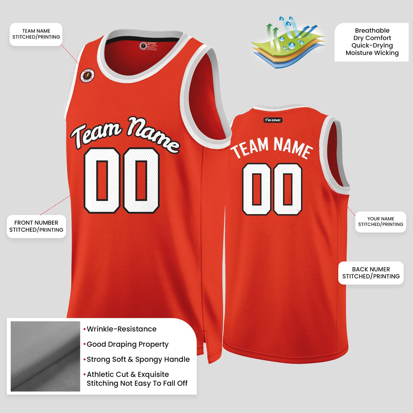 Custom Orange and White Basketball Jerseys – Team Name Uniforms