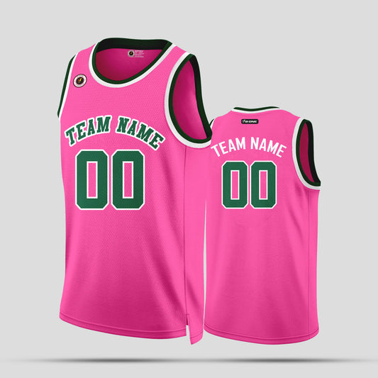 Custom Team Name Pink & Green Quality Basketball Jerseys – Personalized & Durable