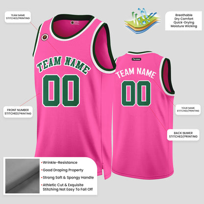 Custom Team Name Pink & Green Quality Basketball Jerseys – Personalized & Durable