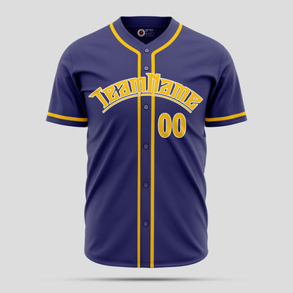 Custom Purple & Yellow Genuine Baseball Jersey with Team Name