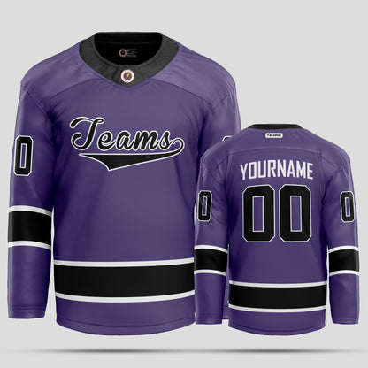 Custom Purple, Black, and White Hockey Jersey with Team Name - Premium Personalized Uniform