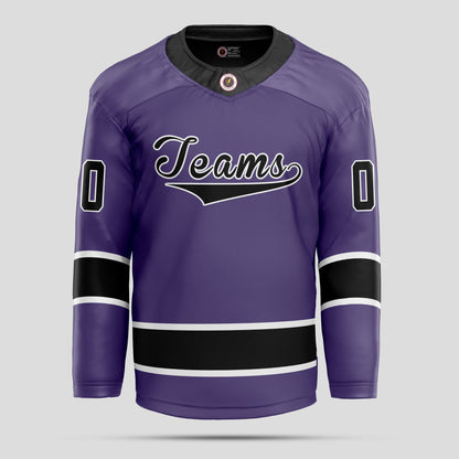 Custom Purple, Black, and White Hockey Jersey with Team Name - Premium Personalized Uniform